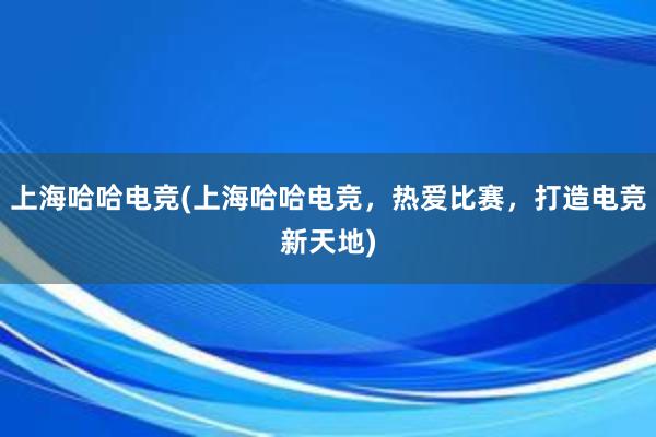 上海哈哈电竞(上海哈哈电竞，热爱比赛，打造电竞新天地)