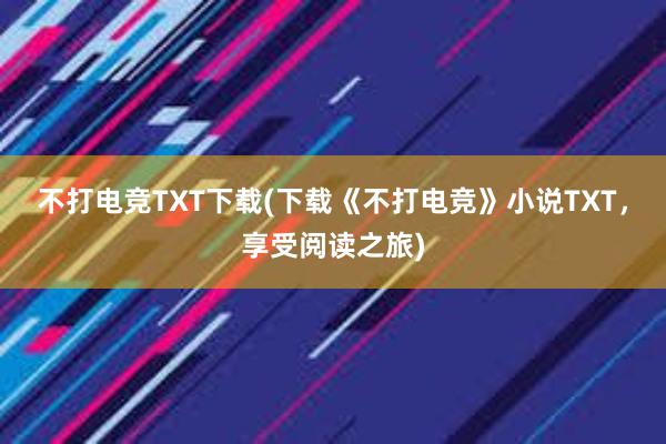 不打电竞TXT下载(下载《不打电竞》小说TXT，享受阅读之旅)