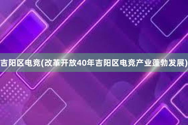 吉阳区电竞(改革开放40年吉阳区电竞产业蓬勃发展)