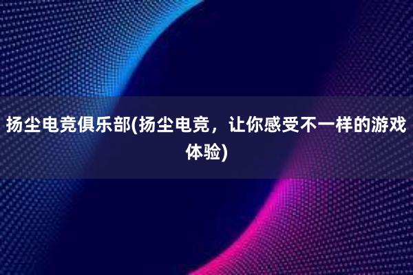 扬尘电竞俱乐部(扬尘电竞，让你感受不一样的游戏体验)