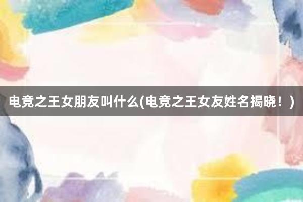 电竞之王女朋友叫什么(电竞之王女友姓名揭晓！)