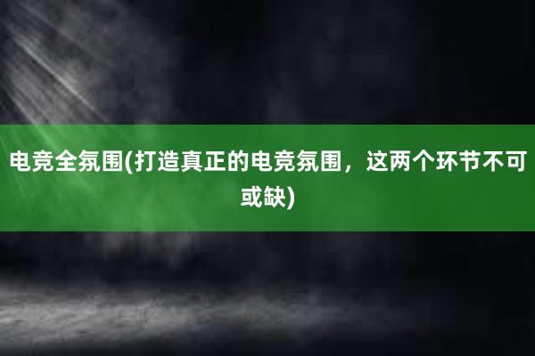 电竞全氛围(打造真正的电竞氛围，这两个环节不可或缺)