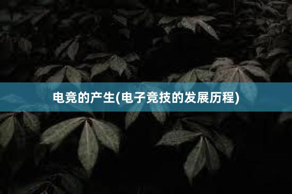 电竞的产生(电子竞技的发展历程)