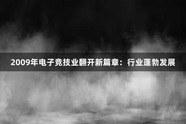 2009年电子竞技业翻开新篇章：行业蓬勃发展