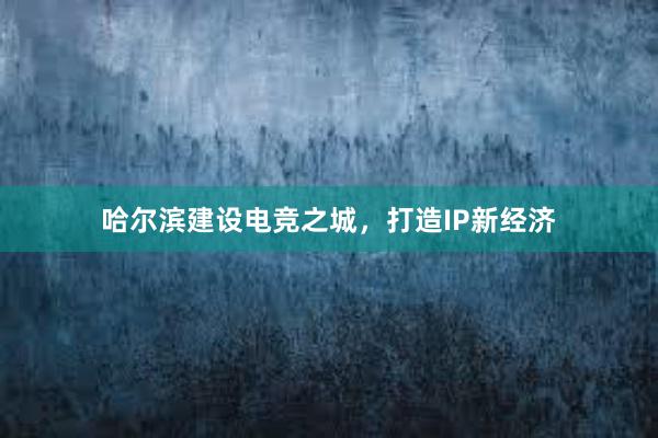 哈尔滨建设电竞之城，打造IP新经济