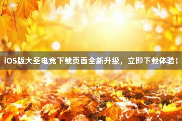 iOS版大圣电竞下载页面全新升级，立即下载体验！