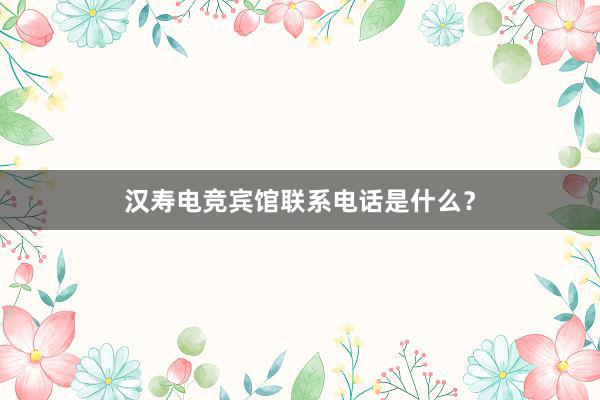 汉寿电竞宾馆联系电话是什么？