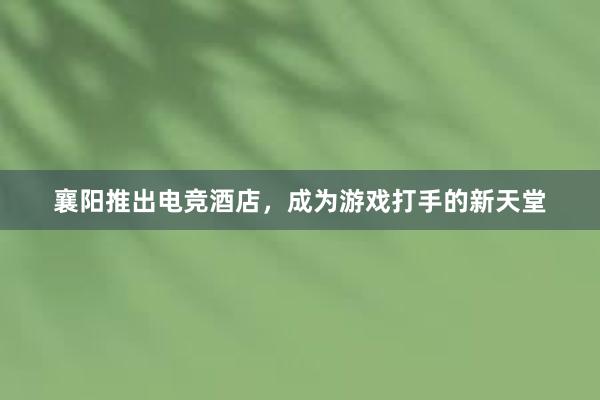 襄阳推出电竞酒店，成为游戏打手的新天堂