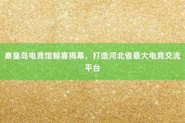 秦皇岛电竞馆鲸喜揭幕，打造河北省最大电竞交流平台