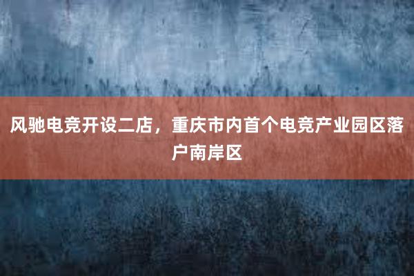 风驰电竞开设二店，重庆市内首个电竞产业园区落户南岸区